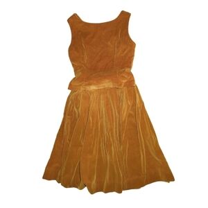 Rare Vintage McArthur LTD Velvet Golden Mustard 2 Piece Skirt Set Size XS / S